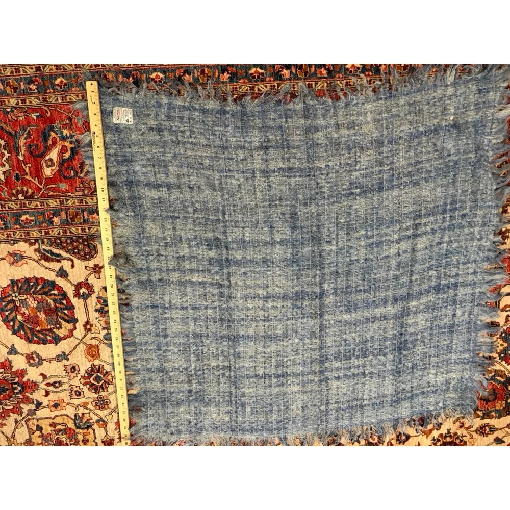 Avoca Handweavers Wool Throw Blanket Blue Fringe Made Ireland Vintage